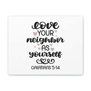Scripture Sign Love Your Neighbor Galatians 5:14 Hearts Christian Wall Art Bibl
